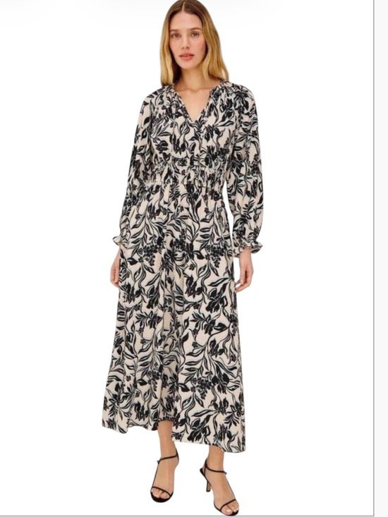Rails Dresses & Skirts - Rails Matia Blue Black White Floral V Neck Long Sleeve Boho Midi Maxi Dress M